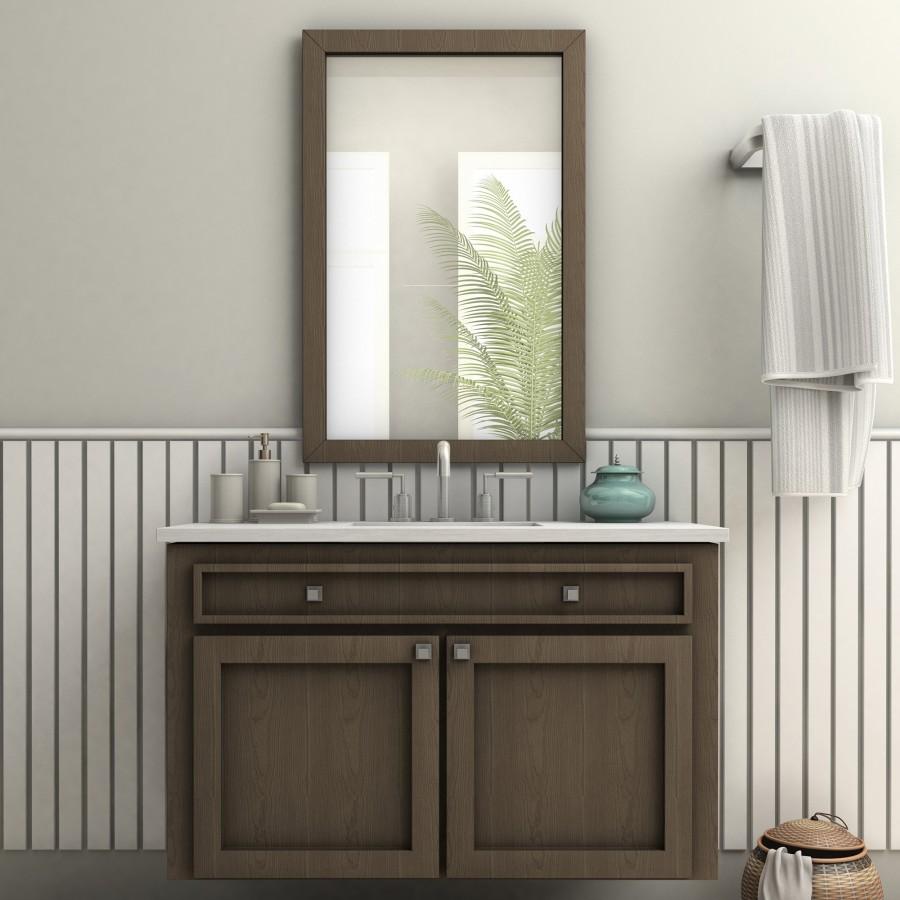 Brushed nickel bath faucet with arched spout and two lever handles