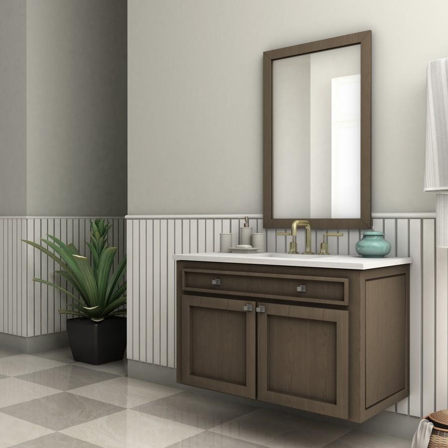 Polished gold bath faucet set with curved spout and three controls
