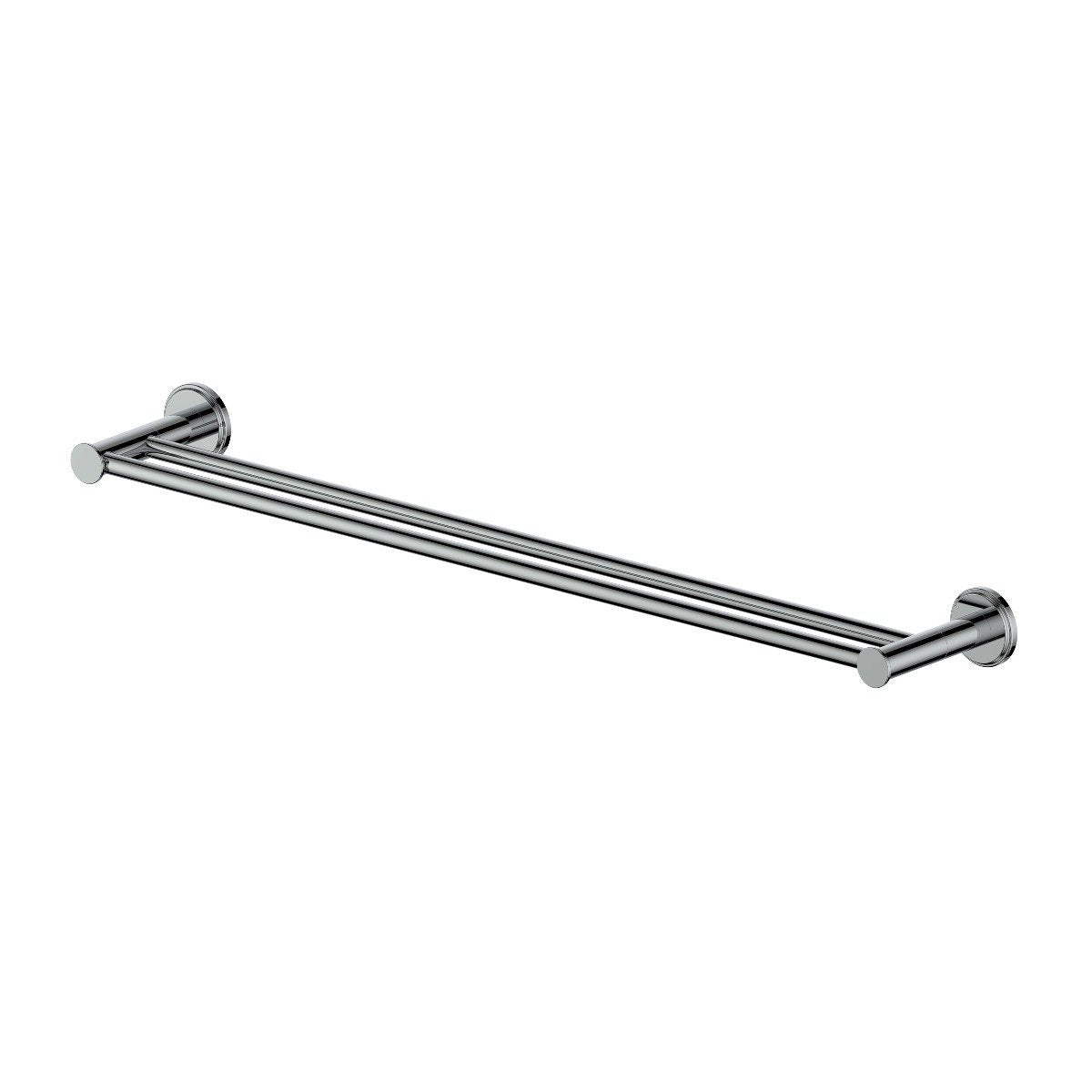 Double towel rail with chrome finish and two wall-mount end brackets
