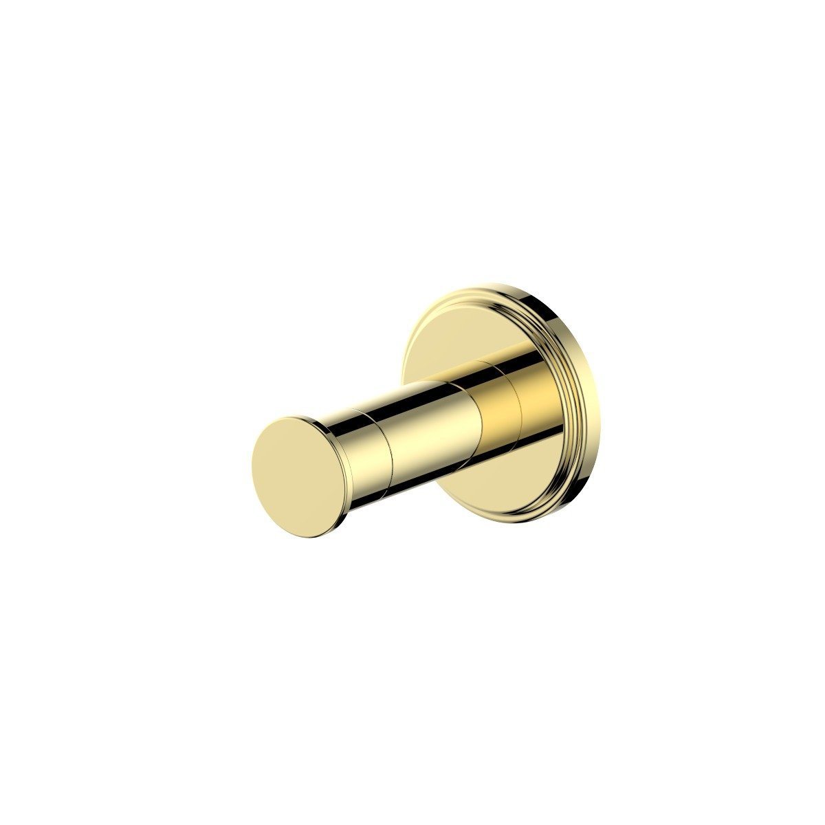 Polished gold wall-mounted hand towel hook with round knob and escutcheon