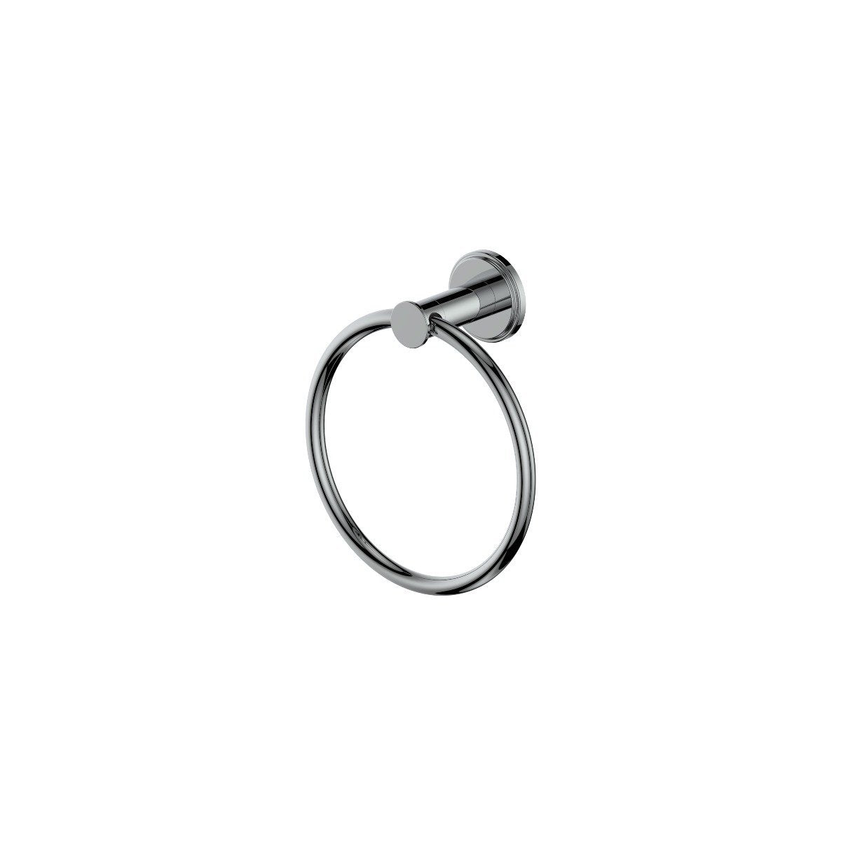 Chrome towel ring with circular loop on wall mount
