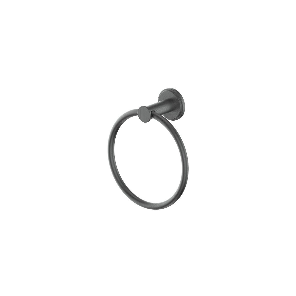 Gun metal round towel ring with single mounting bracket
