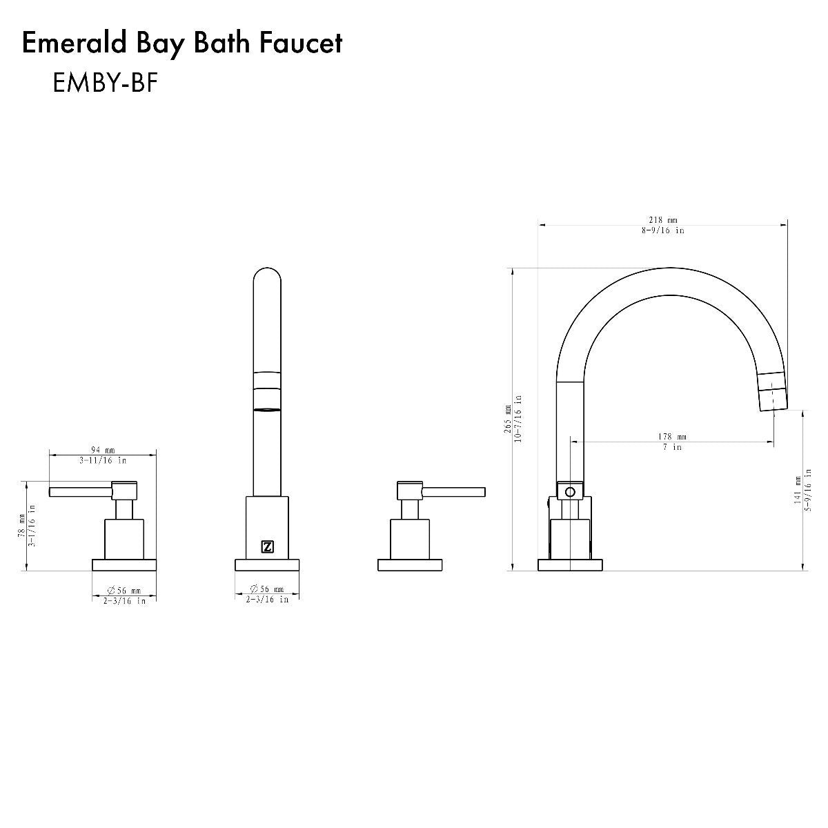 Brushed nickel bath faucet design with tall arched spout and two control levers