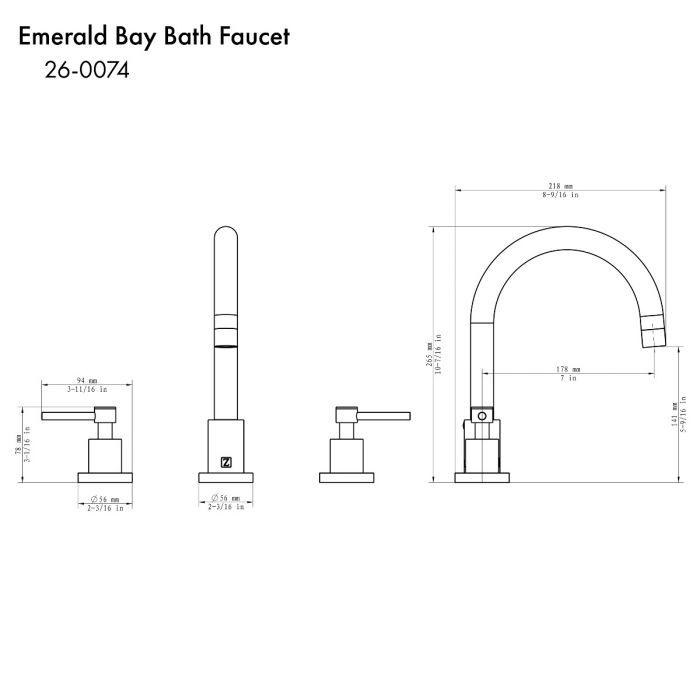 Chrome bathroom faucet with tall arched spout, side handles, and mounting base.
