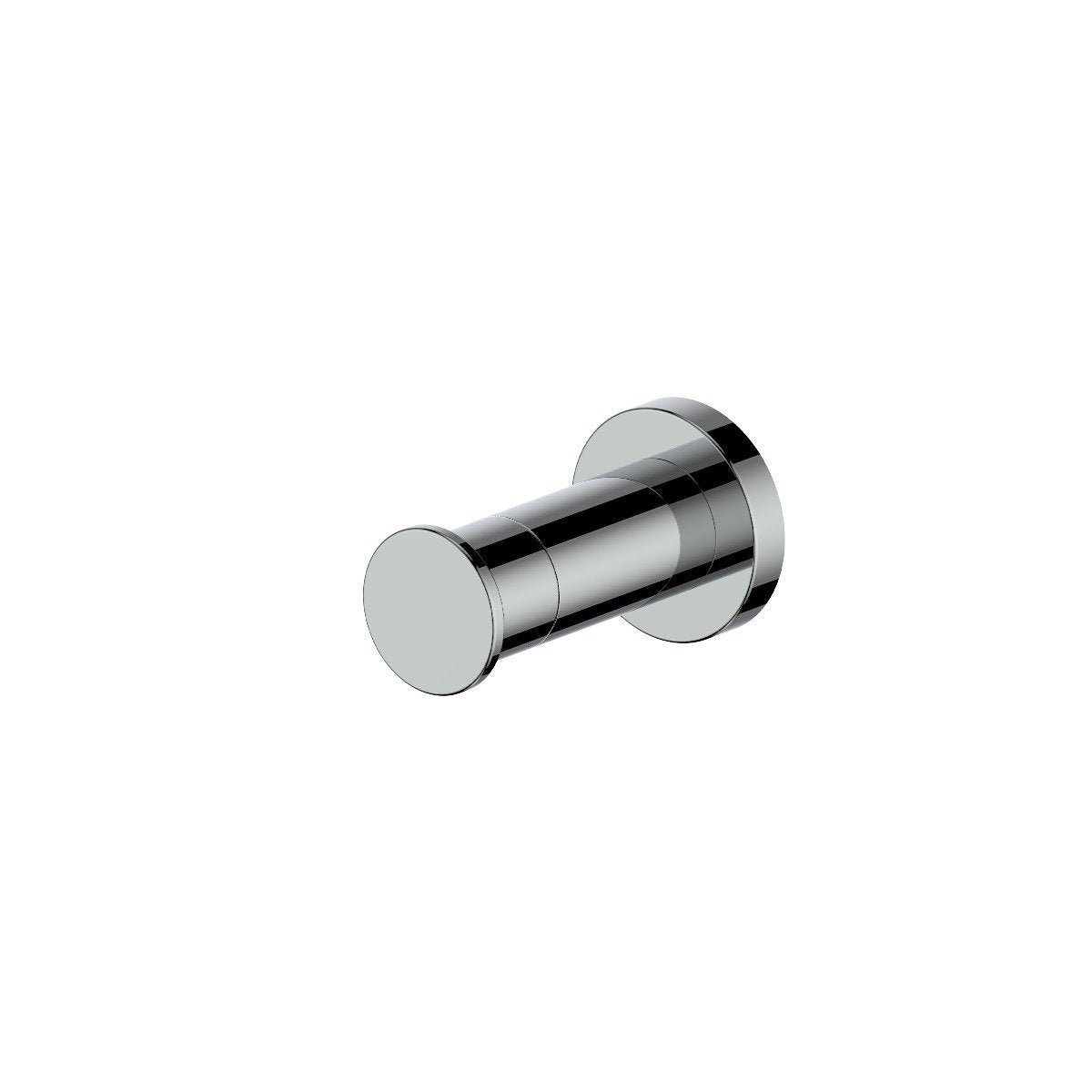 Chrome towel hook knob with cylindrical base and rounded end caps
