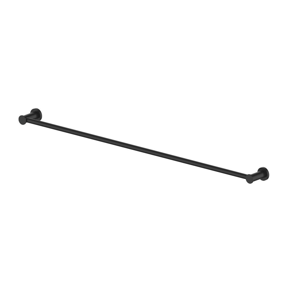 Matte black wall-mounted towel rail with round end supports