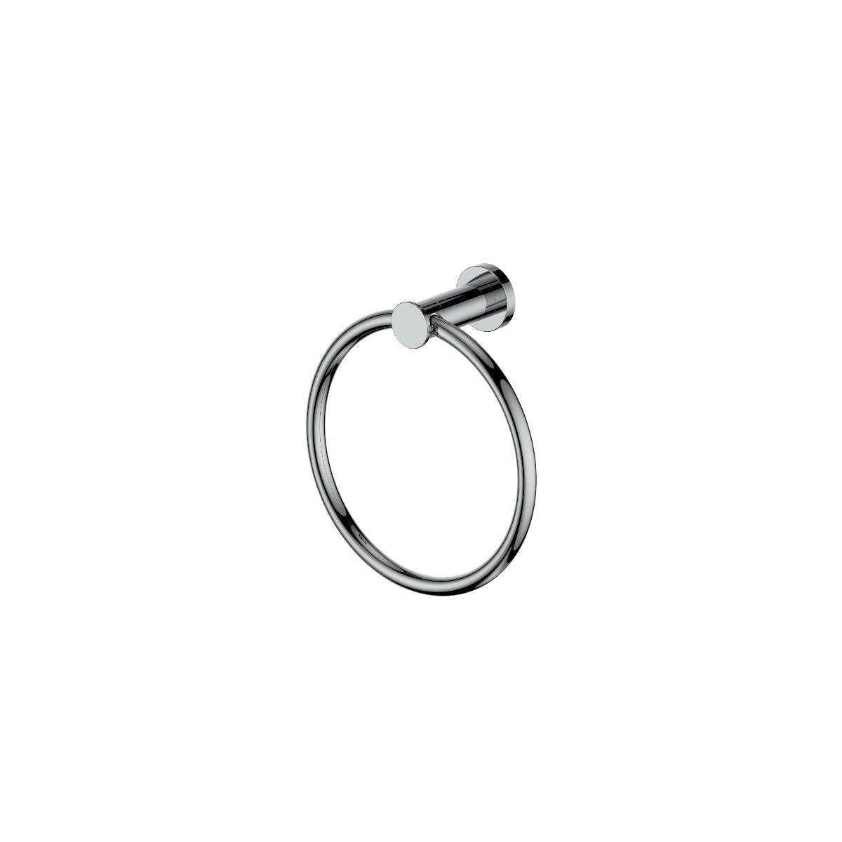 Chrome towel ring with circular holder and wall-mount bracket