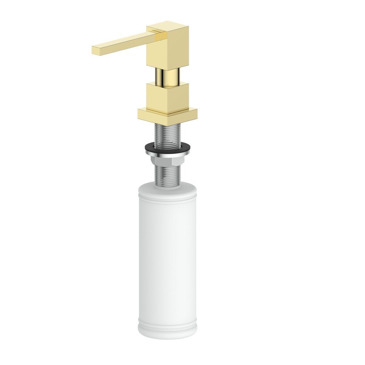 ZLINE Polish gold soap dispenser with white bottle and gold pump handle