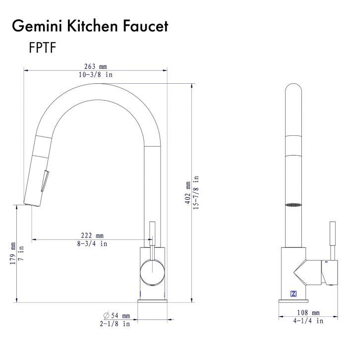 ZLINE Gemini Kitchen Faucet in Brushed Nickel (GEM-KF-BN) Kitchen Faucet ZLINE 