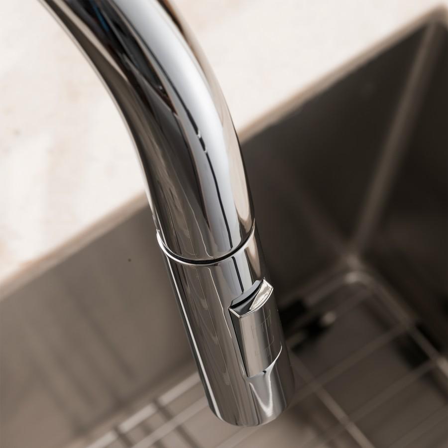Chrome kitchen faucet spout and neck with glossy finish