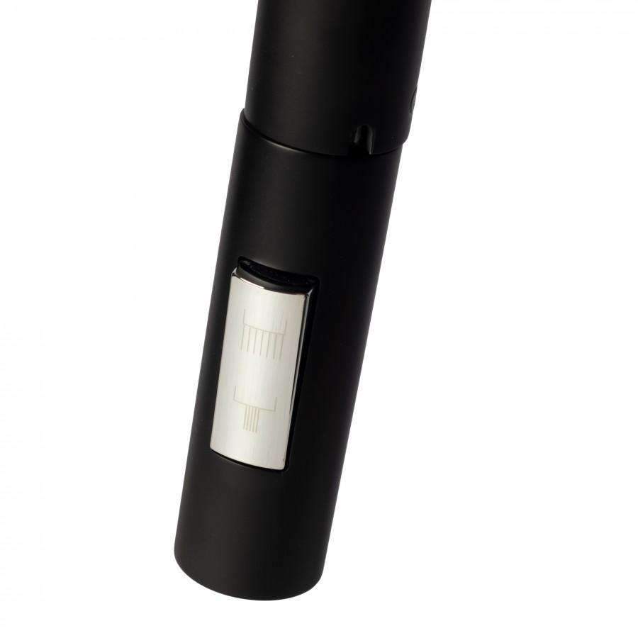 Matte black kitchen faucet handle with silver indicator window