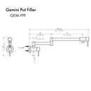 ZLINE Gemini Pot Filler in Brushed Nickel (GEM-FPF-BN) Kitchen Faucet ZLINE 