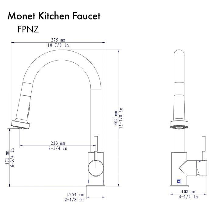ZLINE Monet Kitchen Faucet in Chrome (MON-KF-CH) Kitchen Faucet ZLINE 