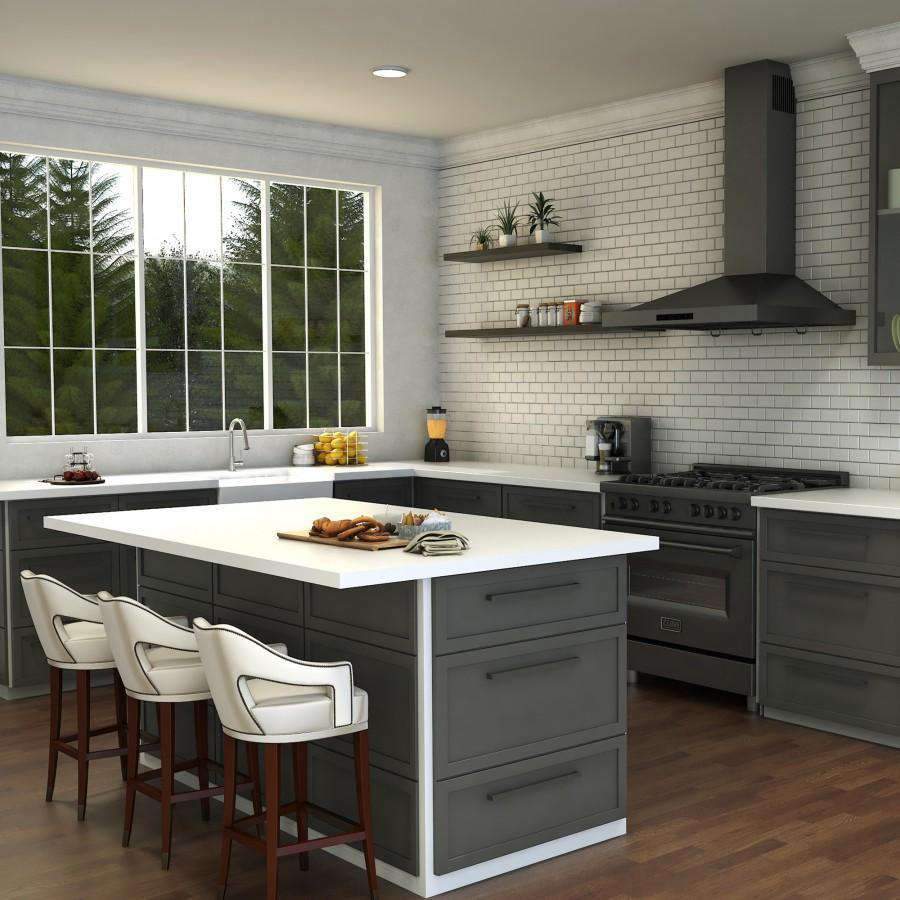Chrome kitchen faucet with curved spout and single lever handle in a modern kitchen