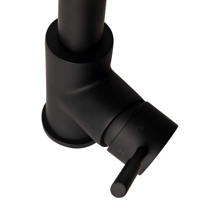 Matte black kitchen faucet side handle with cylindrical control body