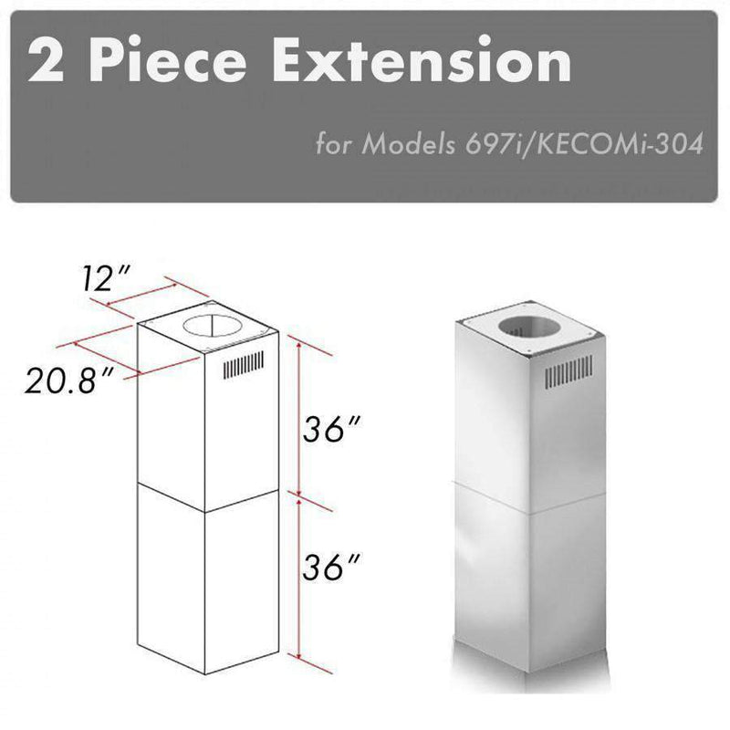 ZLINE Outdoor Chimney Extension for up to 12' Ceiling, 2PCEXT-697i/KECOMi-304 Range Hood Accessories ZLINE 