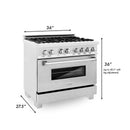 ZLINE 36-inch Legacy Series Dual Fuel Range with Gas Cooktop, Griddle and 4.6 Cu. Ft. Electric Oven in Fingerprint Resistant Satin Stainless Steel (RAS-SN-GR-36)