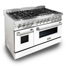 ZLINE 48-inch Legacy Series Dual Fuel Range with Gas Cooktop, Griddle and 6.0 Cu. Ft. Electric Oven in Stainless Steel with White Matte Door (RA-WM-GR-48)
