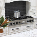 ZLINE Autograph Edition 48-Inch Porcelain Rangetop with 7 Gas Burners in Satin Stainless Steel and Matte Black Accents (RTSZ-48-MB)