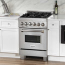 ZLINE 24-inch Legacy Series Dual Fuel Range in Fingerprint Resistant Satin Stainless Steel (RAS-SN-24)