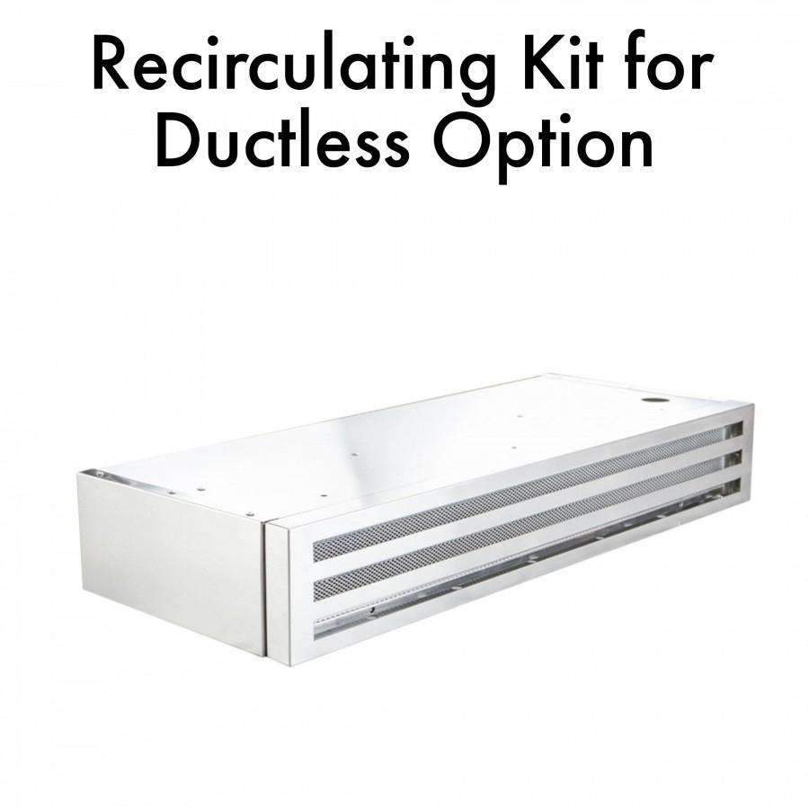 ZLINE stainless steel recirculating hood kit box with vented grille, ductless design