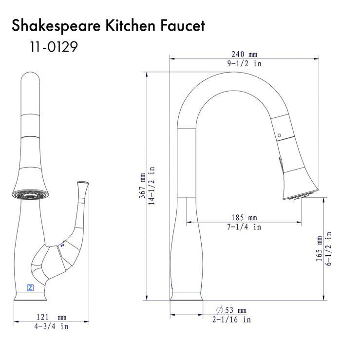 ZLINE Shakespeare Kitchen Faucet in Brushed Nickel (SHK-KF-BN) Kitchen Faucet ZLINE 