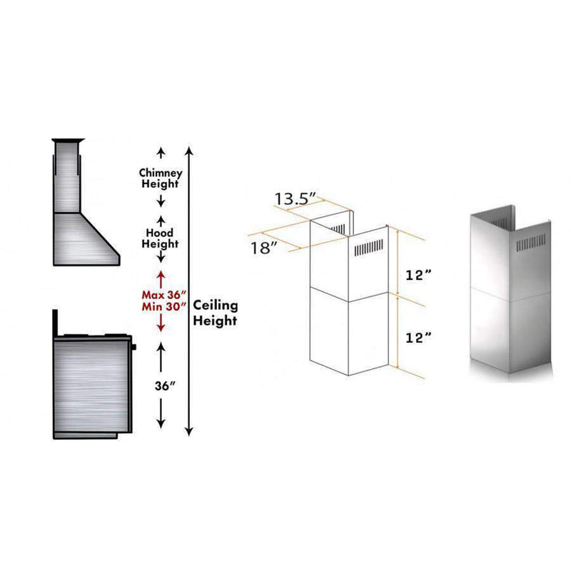 ZLINE Short Kit for 8' Ceilings-Outdoor Wall (SK-687-304) Range Hood Accessories ZLINE 