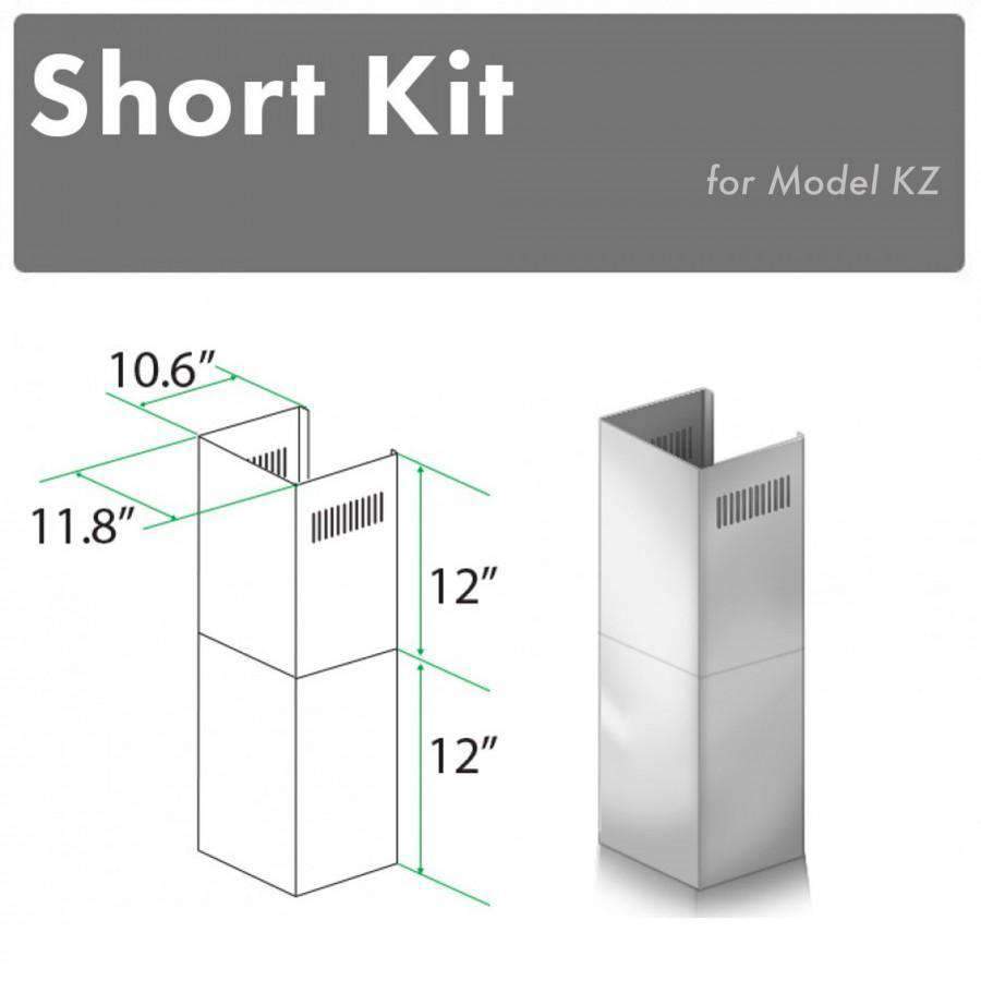 Stainless steel chimney short kit with vented panel, 12 in tall rectangular sleeve