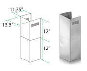 ZLINE 2-Piece 12-Inch Short Chimney Pieces for 7.7 Ft. to 8 Ft. Ceiling in Stainless Steel (SK-455/476/477/667/697)