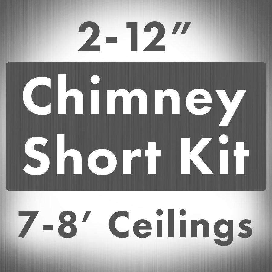 Graphic showing stainless steel chimney short kit for 7–8 ft ceilings