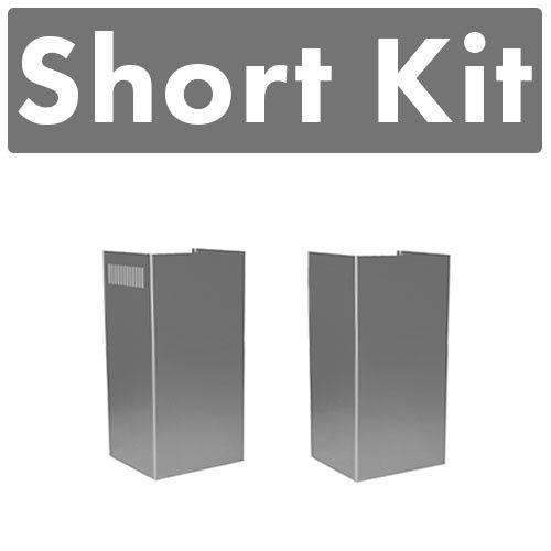 Two stainless steel chimney short kit panels with vent slots
