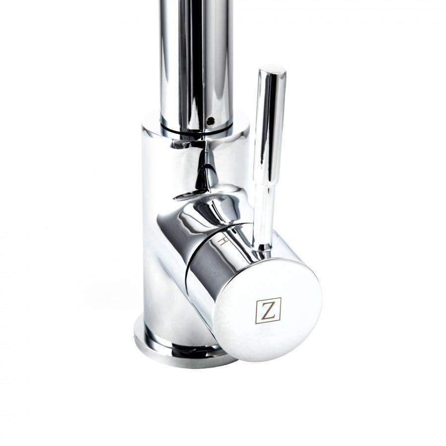 Chrome kitchen faucet base and control lever with Z badge