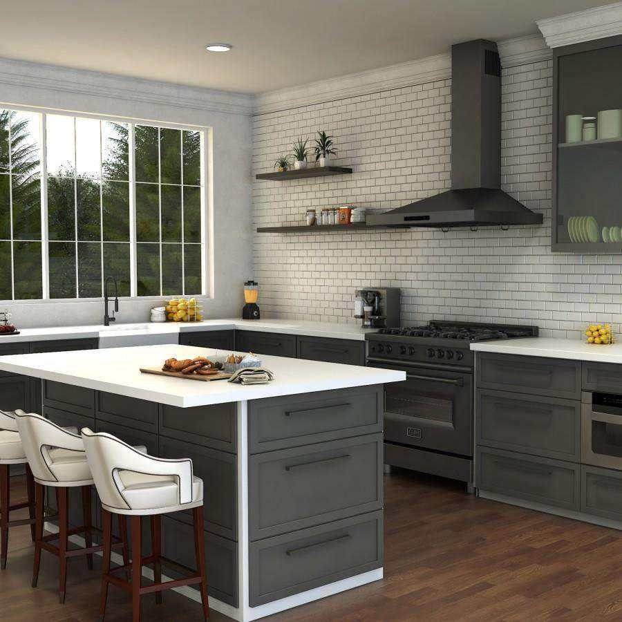 Matte black kitchen sink faucet with tall arched spout and right-side control