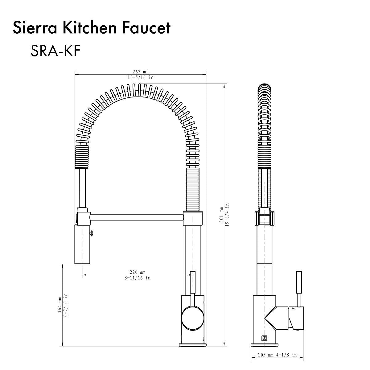 Polished gold kitchen faucet with arched neck, coiled hose, and spray head