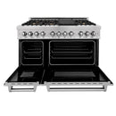 ZLINE 48-inch Legacy Series Dual Fuel Range with Gas Cooktop with Brass Burners, Griddle, and 6.0 Cu. Ft. Electric Oven in Fingerprint Resistant Satin Stainless Steel (RAS-SN-BR-GR-48)