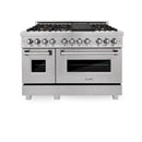 ZLINE 48-inch Legacy Series Dual Fuel Range with Gas Cooktop with Brass Burners, Griddle, and 6.0 Cu. Ft. Electric Oven in Fingerprint Resistant Satin Stainless Steel (RAS-SN-BR-GR-48)