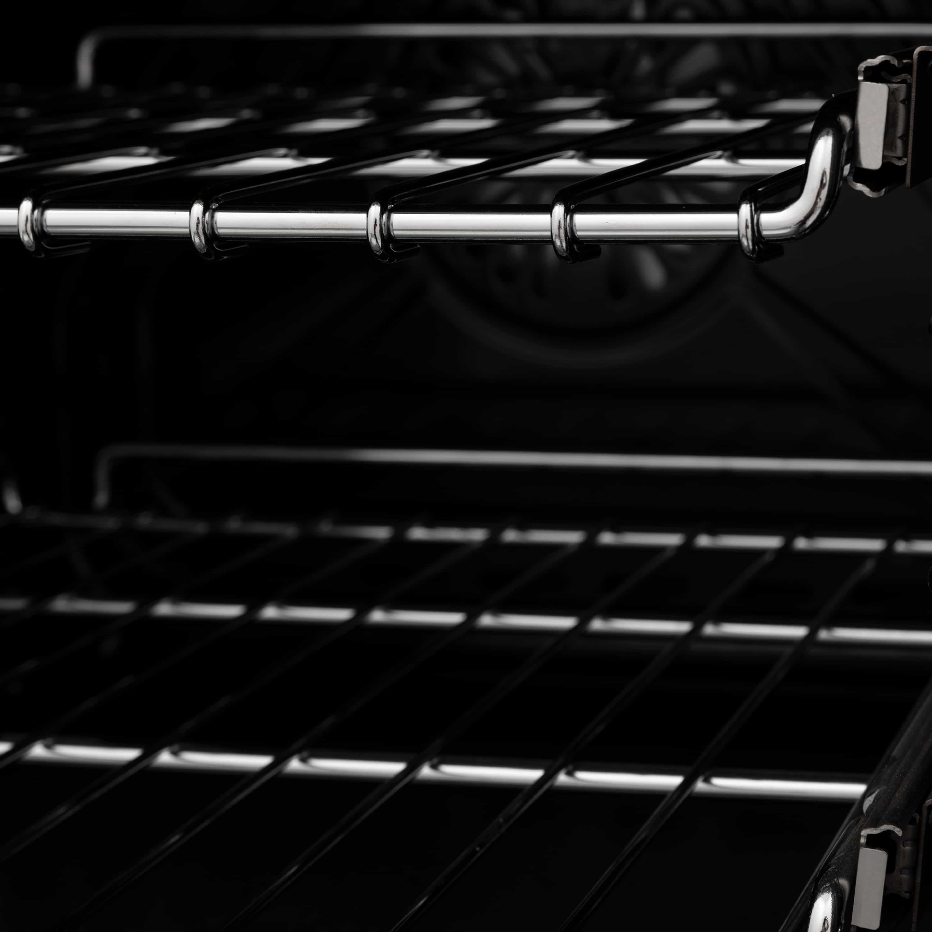 Dual fuel range oven rack and stovetop burner grates, stainless steel