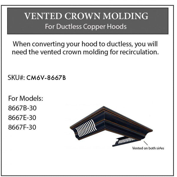 ZLINE Vented Crown Molding for Designer Range Hoods w/Recirculating Option (CM6V-8667B) Range Hood Accessories ZLINE 