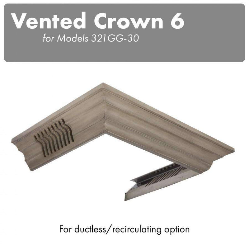 ZLINE Vented Crown Molding for Wall Mount Range Hood (CM6V-300G) Range Hood Accessories ZLINE 