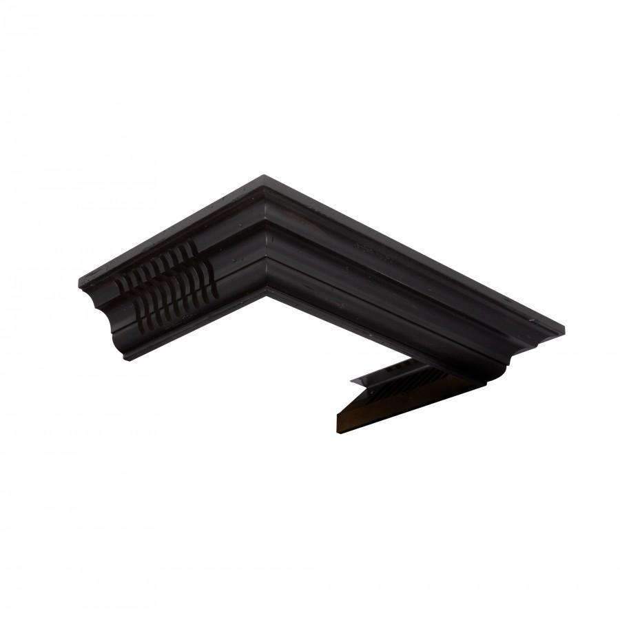 Black vented crown molding corner profile for wall-mounted range hood