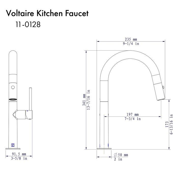 ZLINE Voltaire Kitchen Faucet in Chrome (VLT-KF-CH) Kitchen Faucet ZLINE 