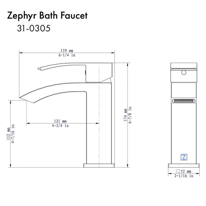 ZLINE Zephyr Bath Faucet in Chrome (ZEP-BF-CH) Bathroom Faucet ZLINE 