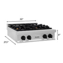ZLINE Autograph Edition 30-Inch Porcelain Rangetop with 4 Gas Burners in Satin Stainless Steel with Matte Black Accents (RTSZ-30-MB)